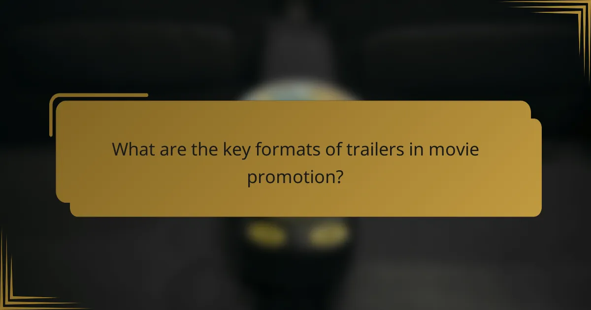 What are the key formats of trailers in movie promotion?